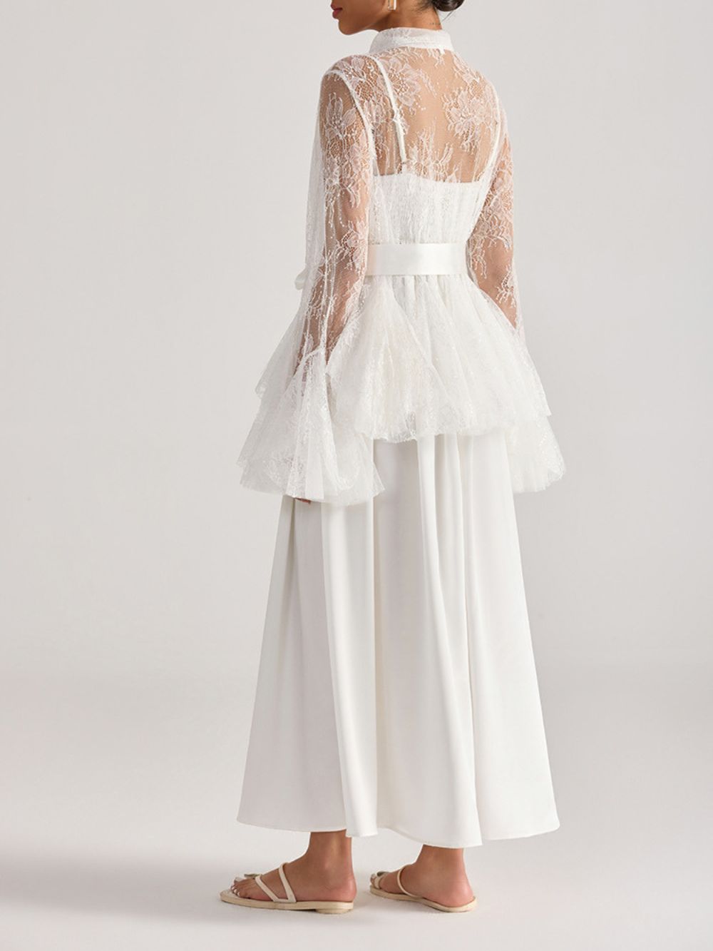 Miori White Lace Top & Maxi Dress Set Flowering Girl