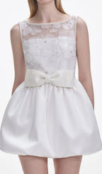 White Bow Lace Mini Dress Flowering Girl