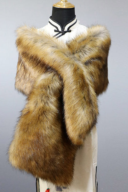 Victoria Faux Fur Shawl Flowering Girl
