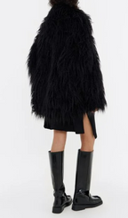 Short Black Fur Coat Flowering Girl
