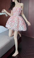 Breeze Strapless Flower Mini Dress Flowering Girl
