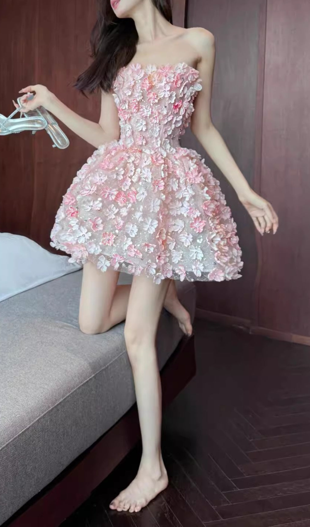 Breeze Strapless Flower Mini Dress Flowering Girl