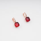 Aava Red Cushion Cut Gemstone Hoop Sterling Silver Earrings Flowering Girl