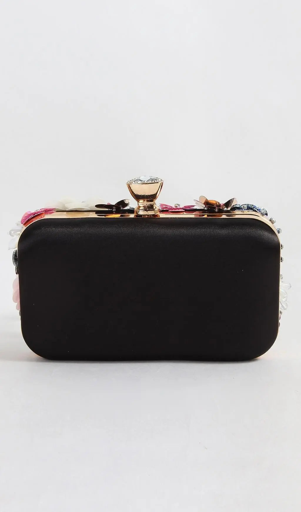 Black Floral Embroidery Clutch Flowering Girl