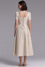 Cream Woven Cotton-Blend Fit-And-Flare Dress Flowering Girl