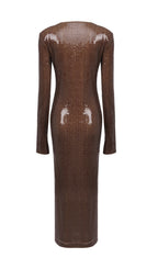 Ardelle Brown Sequin Maxi Dress