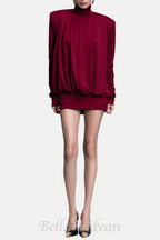 Alestair Backless Ruched Mini Dress in Red Flowering Girl
