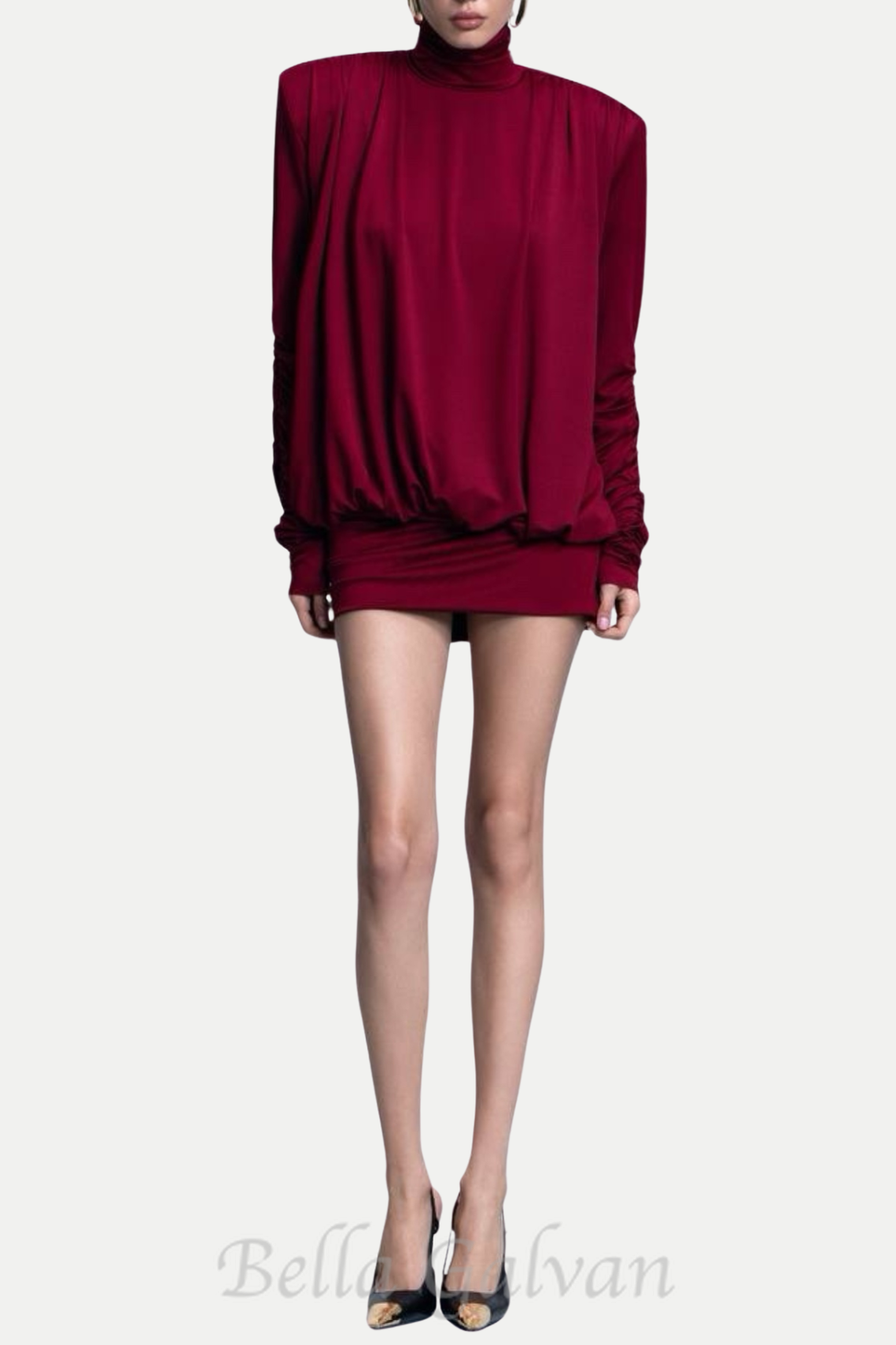 Alestair Backless Ruched Mini Dress in Red Flowering Girl