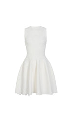 Kimoni White Sleeveless Flower Knit Mini Dress Flowering Girl