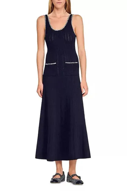 Roberta Beaded Maxi Dress In Black Flowering Girl
