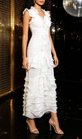 Kitana White Ruffle Maxi Dress Flowering Girl