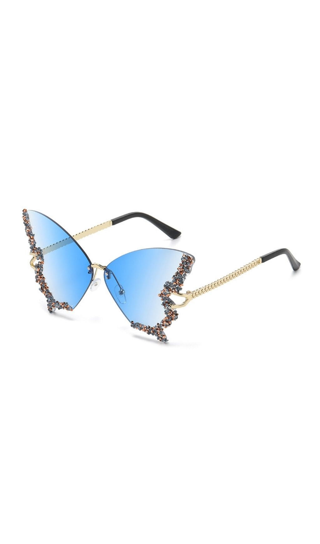 Tierney Blue Butterfly Crystal Sunglasses Flowering Girl