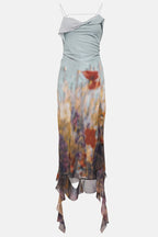Kenzia Printed Asymmetric Ruffle Midi Dress Flowering Girl