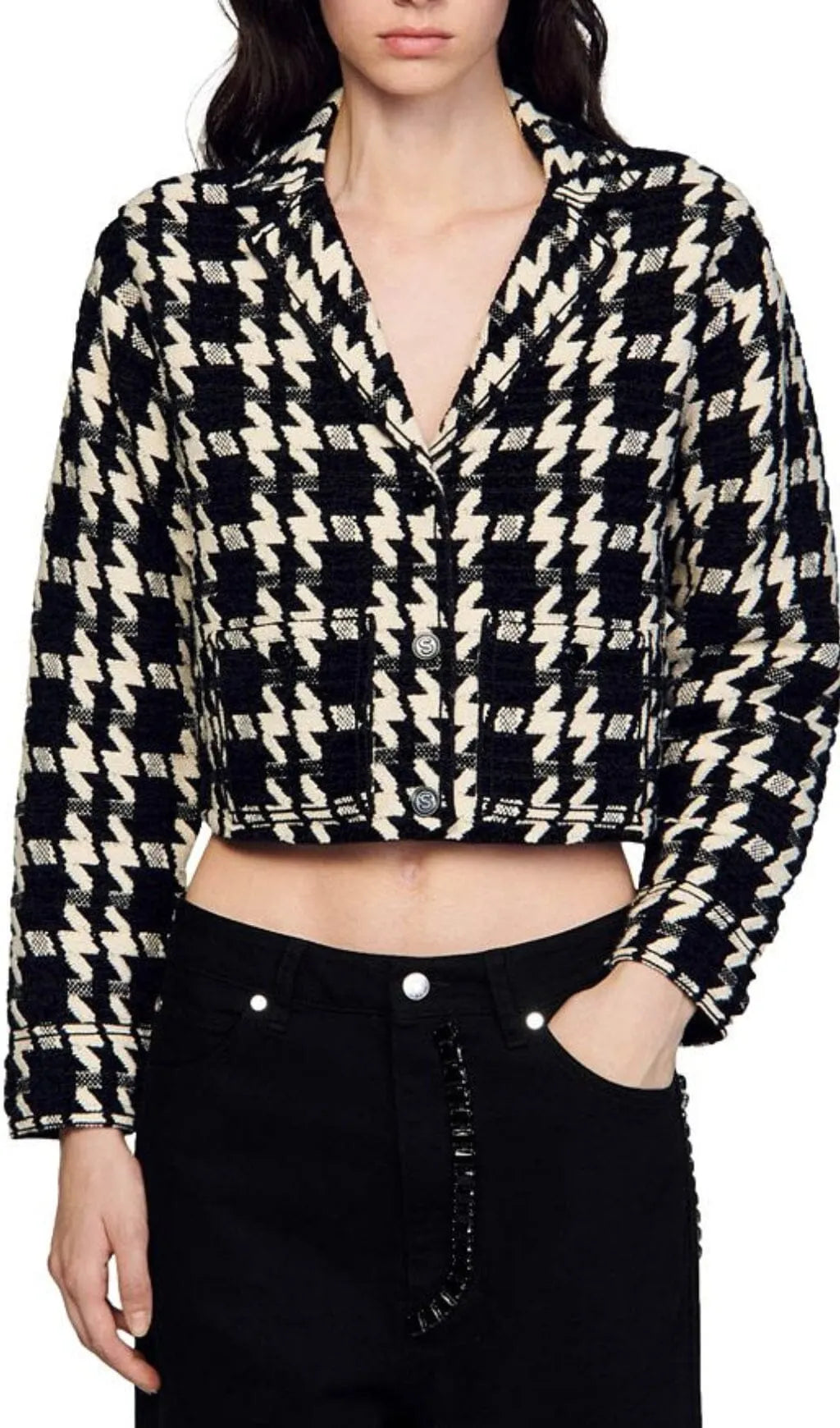BREE JACQUARD HOUNDSTOOTH SHORT COAT Flowering Girl