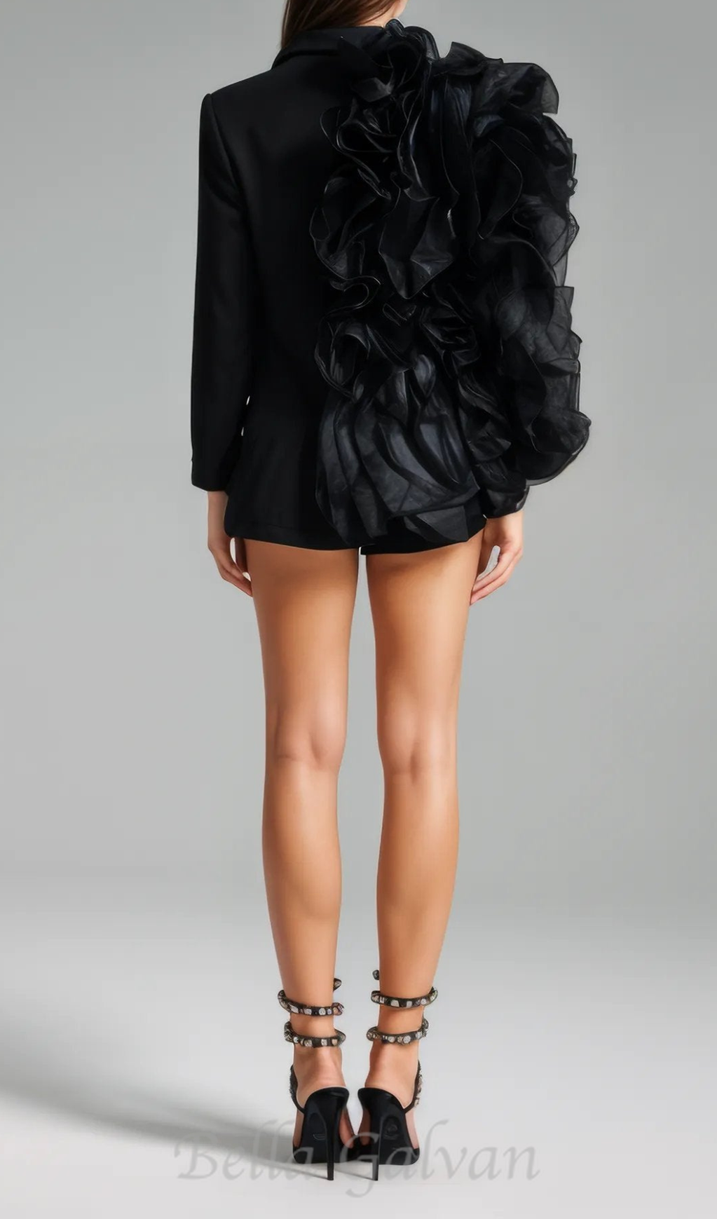 Patchwork Ruffles Chic Blazer in black Flowering Girl