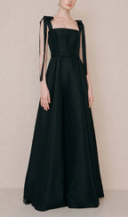 Tie Suspender Dress In Black Flowering Girl
