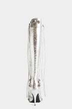 Shilia Zip Knee-high Boots - Silver Flowering Girl