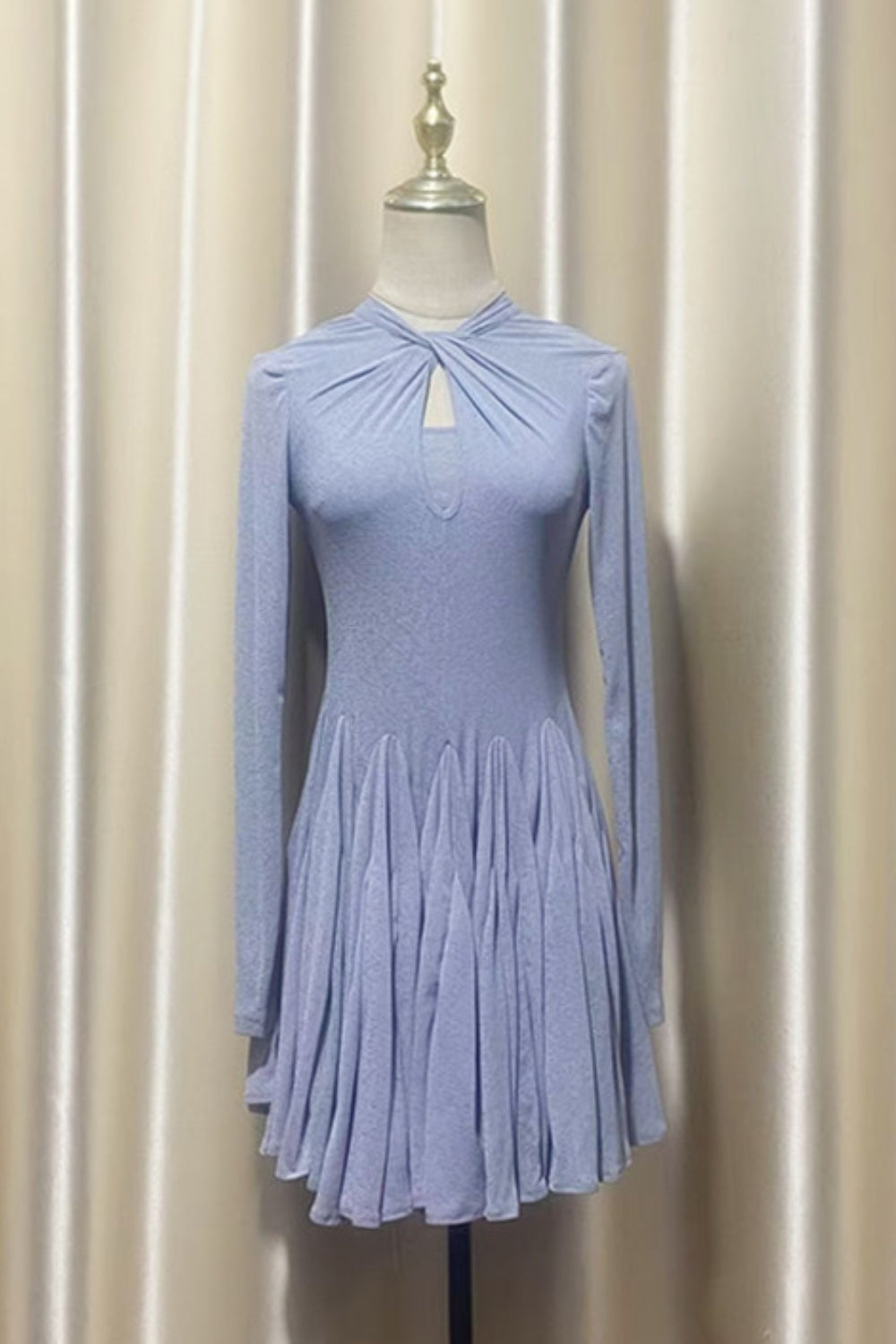 Long Sleeve Mini Dress In Grey Flowering Girl
