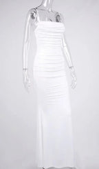 White Draped Corset Maxi Dress Flowering Girl
