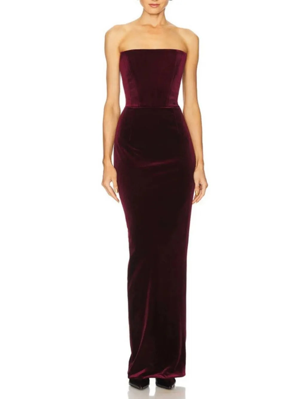 Maston Fuchsia Corset Velvet Maxi Dress With Gloves Flowering Girl