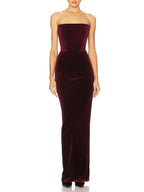 Maston Fuchsia Corset Velvet Maxi Dress With Gloves Flowering Girl