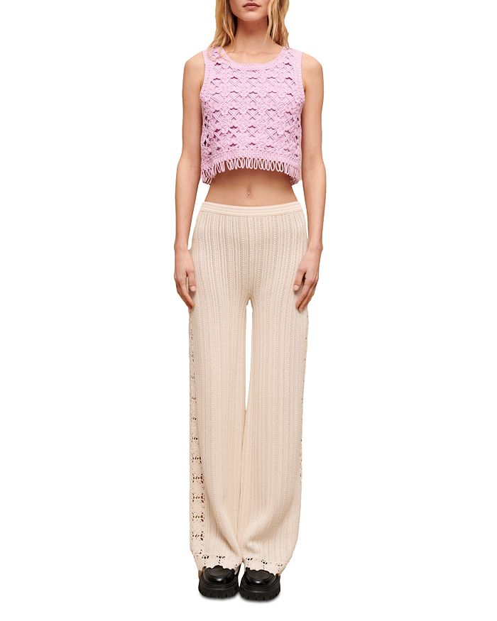 CRCHET TRIM KNIT PANTS Flowering Girl