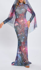 Casiphia Printed Hot Drill Maxi Dress Flowering Girl