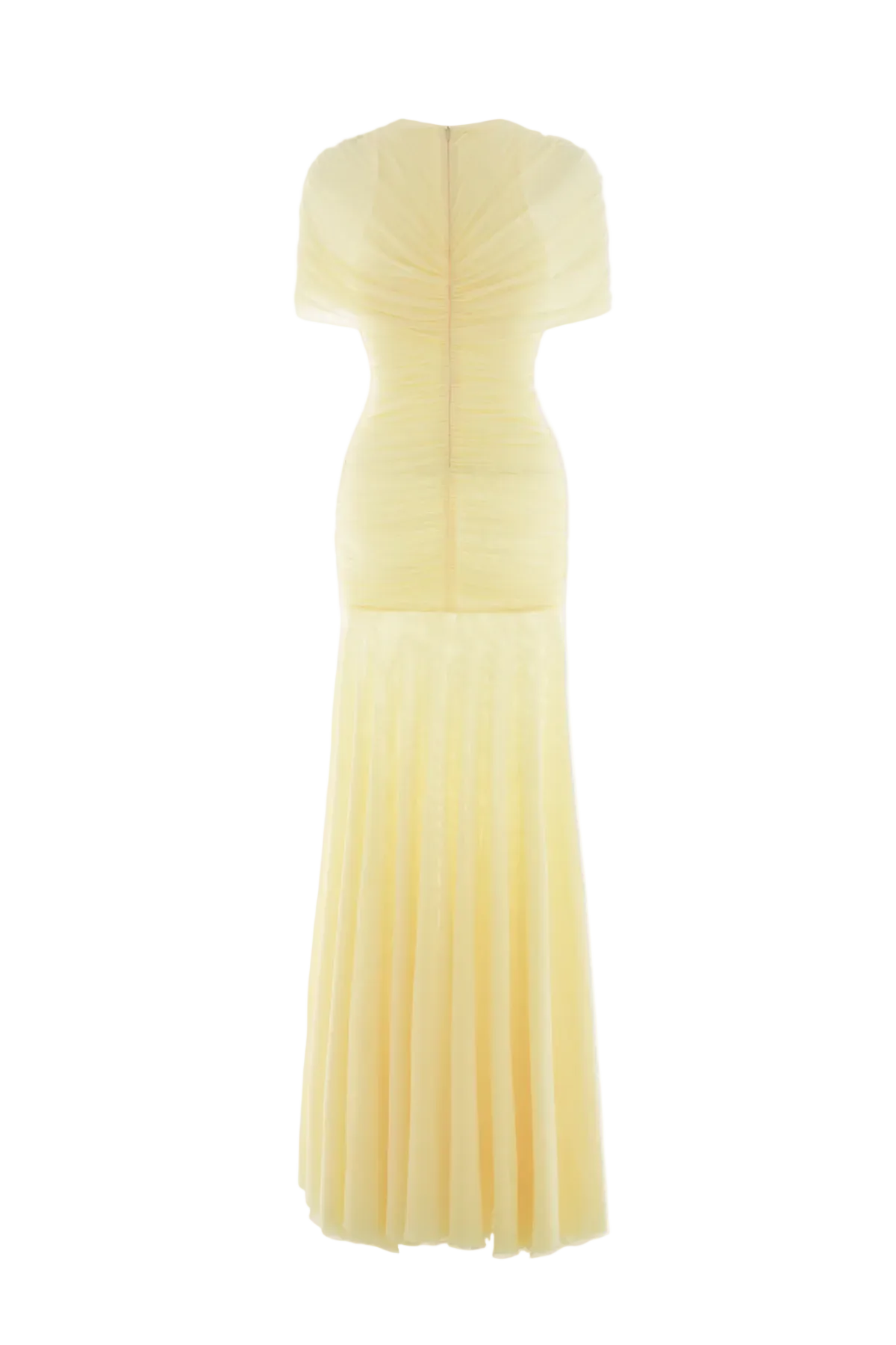 Suttoa Mesh Shawl Ruched Maxi Dress - Yellow Flowering Girl