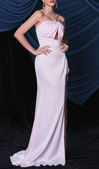 Bisma Pink Halter Slit Maxi Dress Flowering Girl