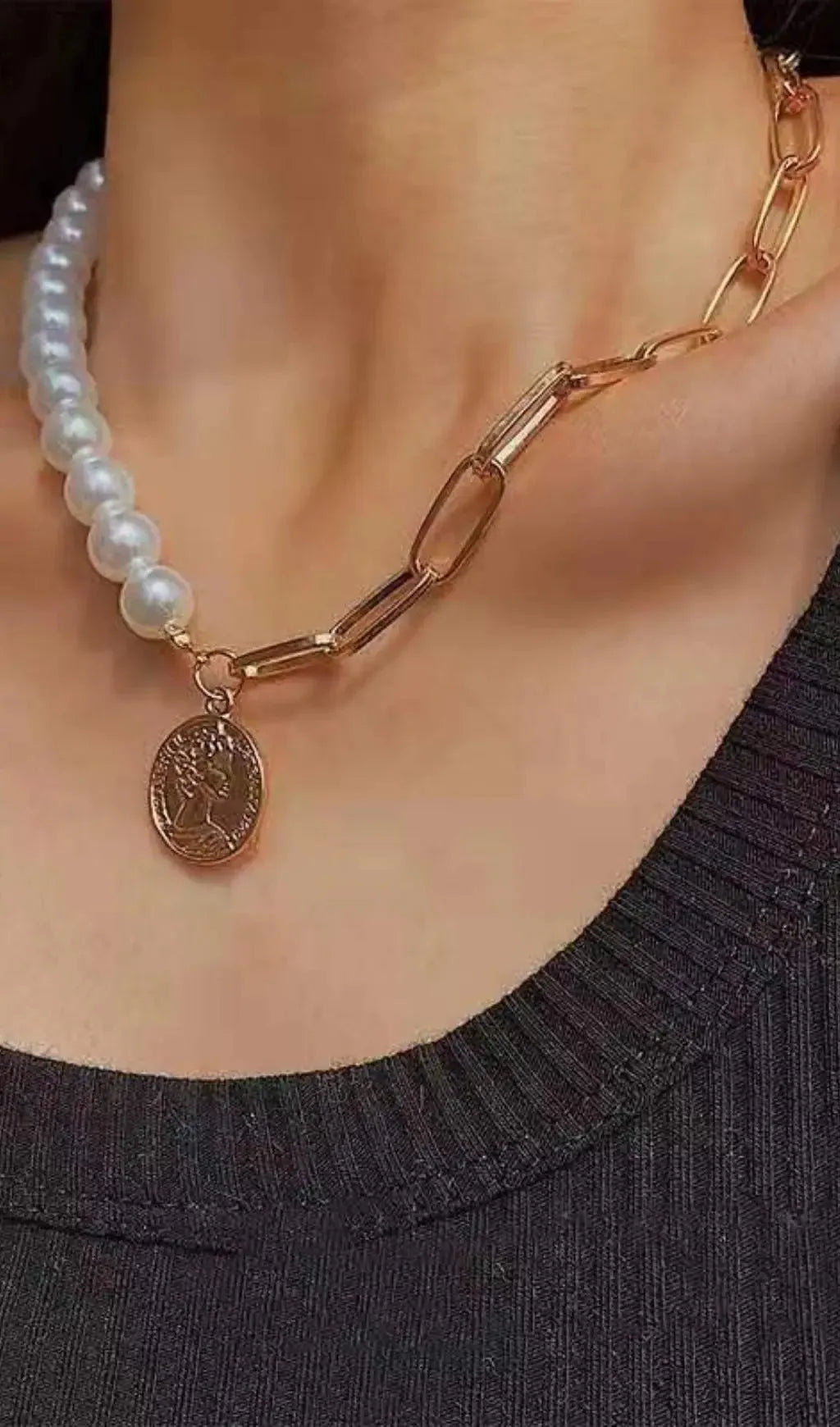 Gold Pearl Necklace Flowering Girl