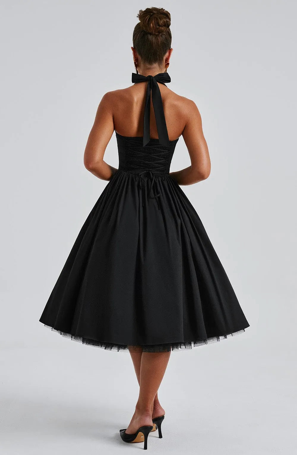 Cressida Midi Dress - Black Flowering Girl