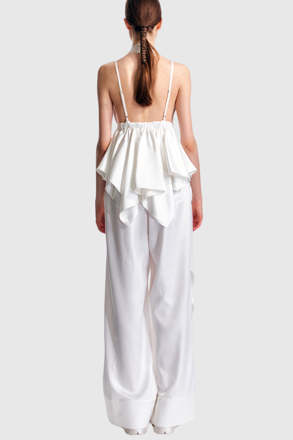 Calixto Bow Ruched Top - White Flowering Girl