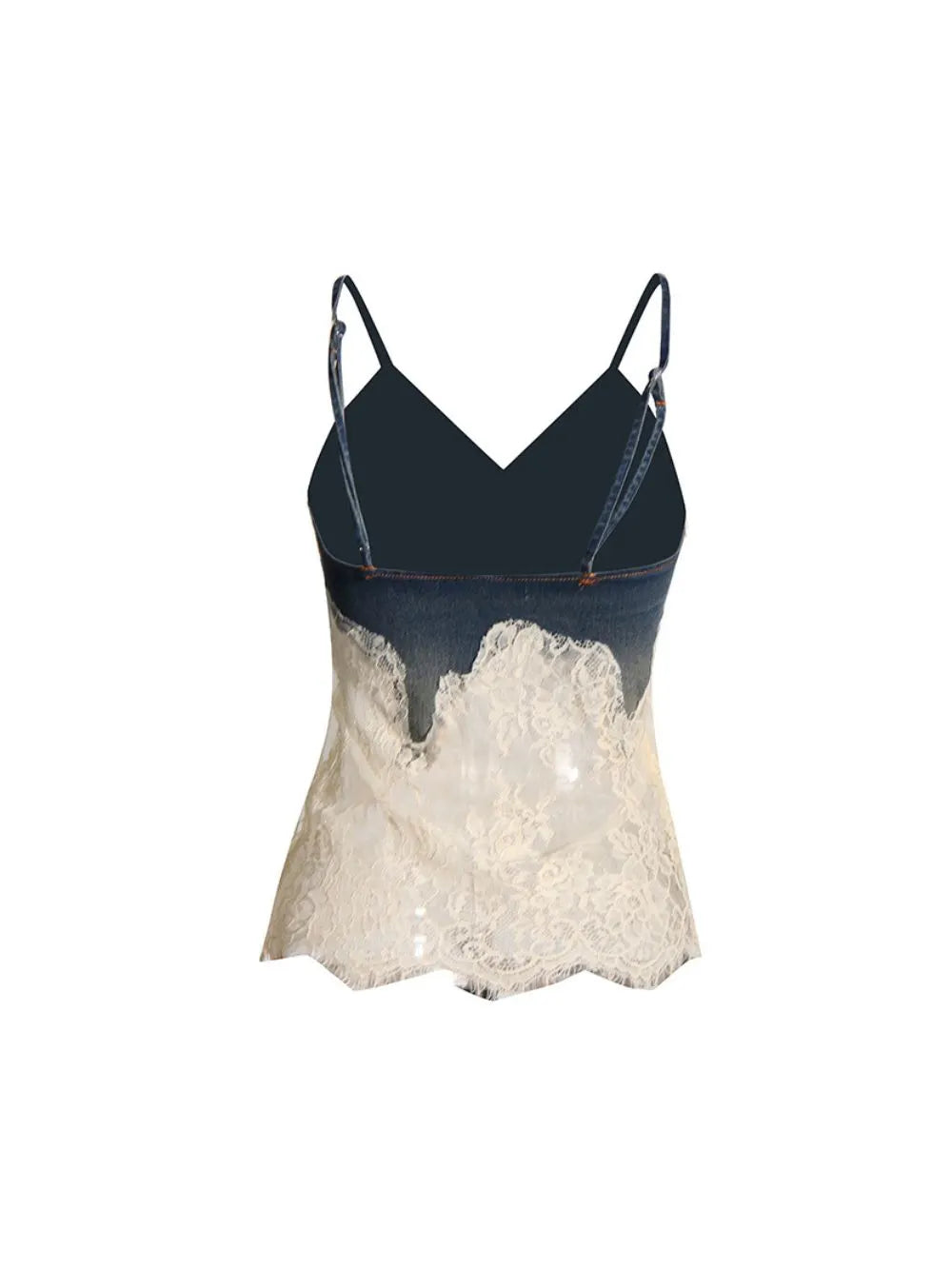 Denim & Lace Cami Top & Capri Pants Two Piece Set Flowering Girl