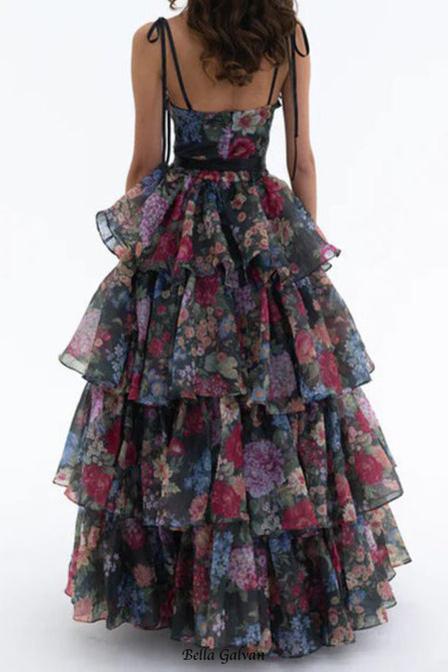 carlin floral print cutout layer maxi dress Flowering Girl