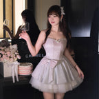 Sally French-Style Sequined Gradient Slip Mini Dress - Pink Flowering Girl