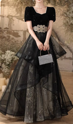 Chisuzu Black Sequin Mesh Maxi Dress Flowering Girl