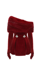 Ainhoa Red Velvet Mini Dress Flowering Girl