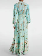 Mariela Green Floral Long Sleeve Maxi Dress Flowering Girl