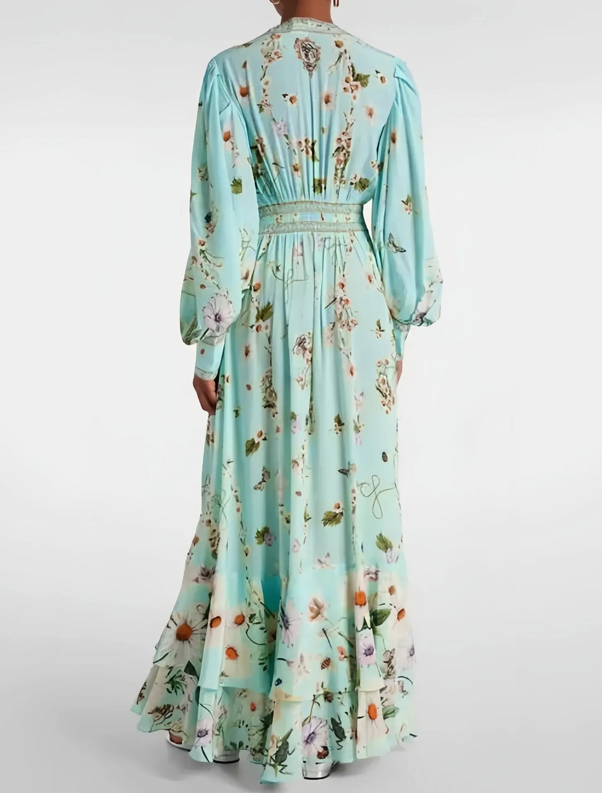 Mariela Green Floral Long Sleeve Maxi Dress Flowering Girl