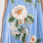 Edwina Applique Floral Embroidered Mini Dress In Blue Flowering Girl