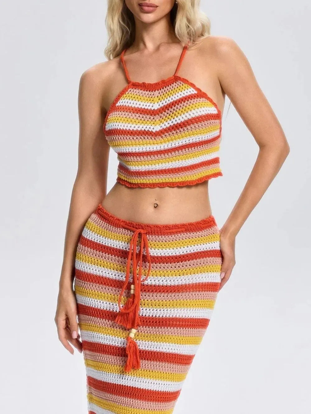 Sevelia Stripe Knitted Skirt Set Flowering Girl