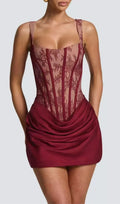 Katty Red Lace Corset Mini Dress Flowering Girl