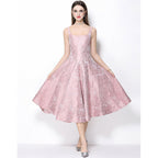 Beverly Vintage Jacquard Slip Midi Dress In Pink Flowering Girl