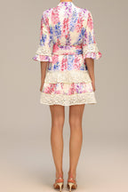 Zohara Lace Floral Printed Mini Dress Flowering Girl
