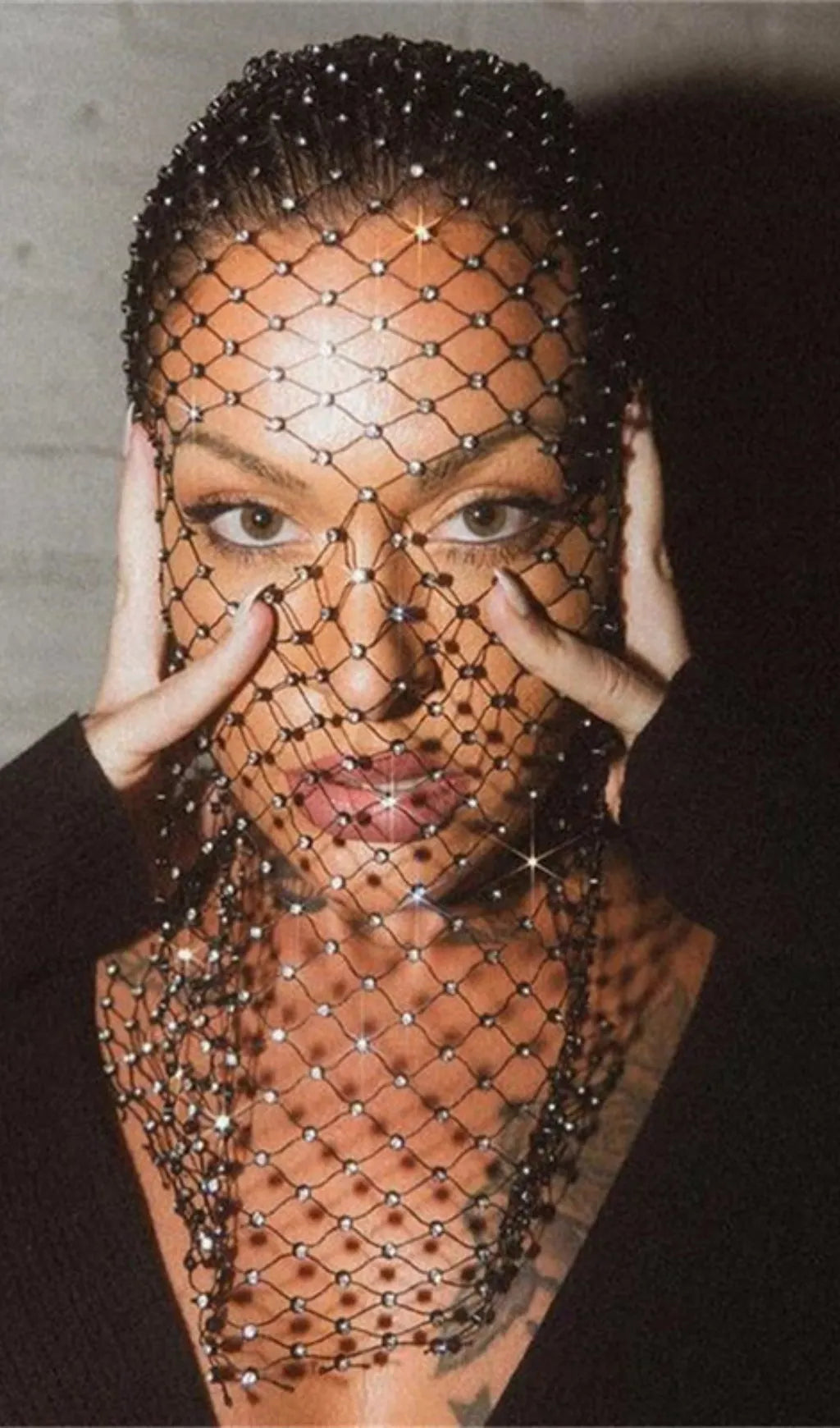 Rhinestone Fishnet Bandana Flowering Girl