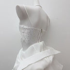 Flower Ruffle Ribbon Mini Dress In White Flowering Girl