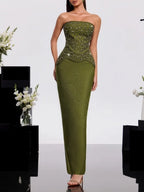 Haruko Strapless Rhinestone Bandage Dress Set Flowering Girl