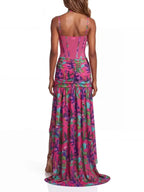 Juvelli Split Ruched Ruffle Maxi Dress Flowering Girl