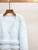 Joanie Blue Plush Knit Cardigan Flowering Girl