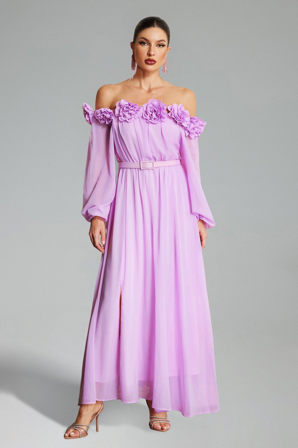 Marge Off Shoulder Flowers Maxi Dress Flowering Girl